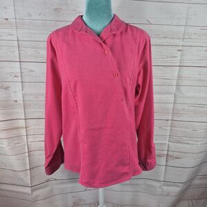 REI Pink Fleece Pullover Womens Sz Medium Vintage Half Button Up Long Sleeve